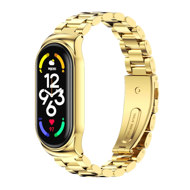 For Xiaomi Mi Band 7 / 7 NFC MIJOBS CS Three-Bead Metal Stainless Steel Watch Band(Gold) - free shipping - PMC TechLife - Order now!