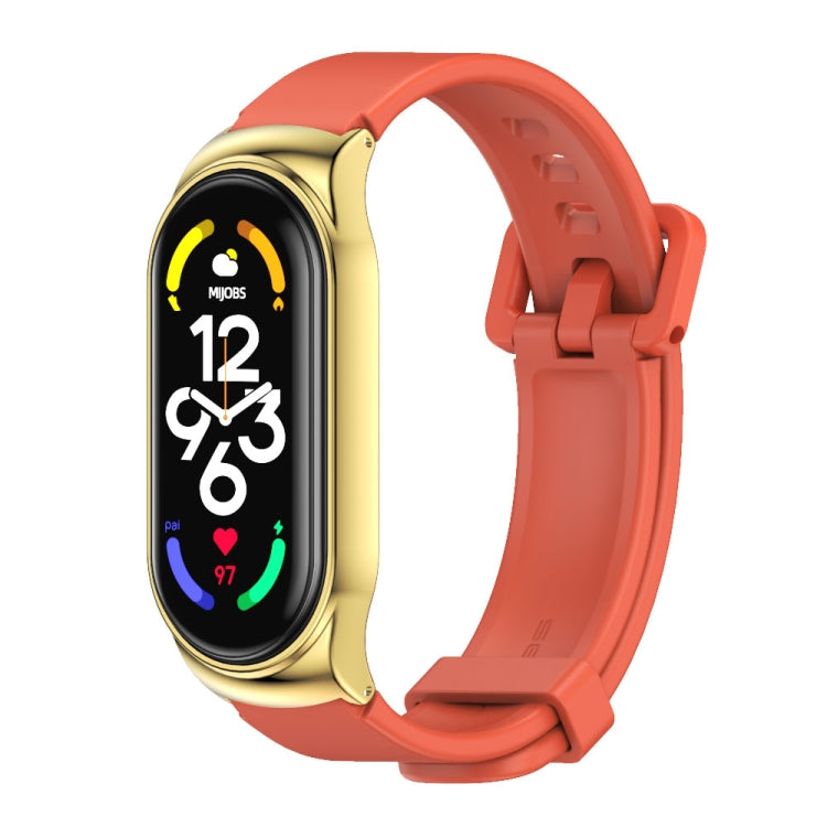 For Xiaomi Mi Band 7 / 7 NFC MIJOBS CS Metal Case + Silicone Watch Band(Orange Gold) - Watch Bands by MIJOBS | Online Shopping South Africa | PMC TechLife | Buy Now Pay Later Mobicred