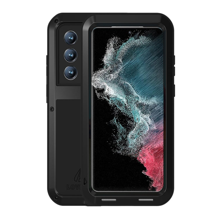 For Samsung Galaxy S22 Ultra 5G LOVE MEI Metal Shockproof Waterproof Dustproof Protective Phone Case(Black) - free shipping - PMC TechLife - Order now!