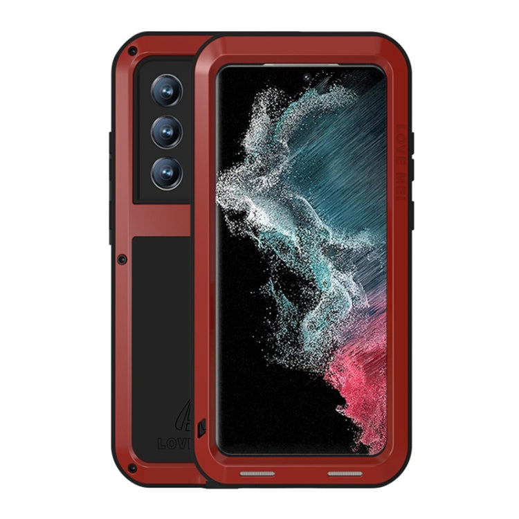 For Samsung Galaxy S22 Ultra 5G LOVE MEI Metal Shockproof Waterproof Dustproof Protective Phone Case(Red) - free shipping - PMC TechLife - Order now!