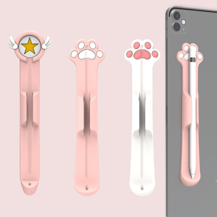 Stylus Silicone Magnetic Cartoon Pen Holder For Apple Pencil 1/2(White Cat Paw) - Pencil Accessories by PMC TechLife | Online Shopping South Africa | PMC TechLife