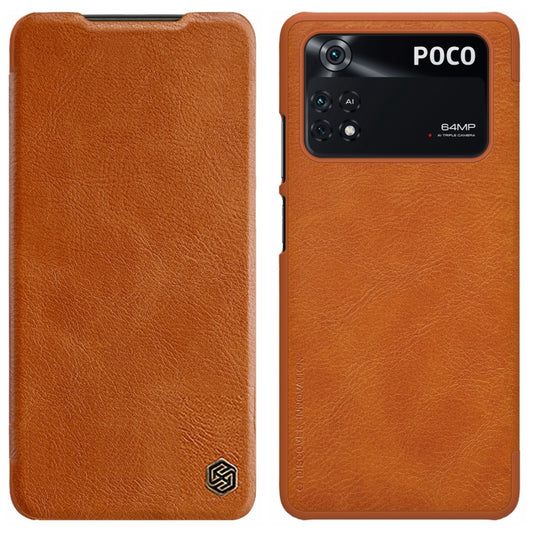 For Xiaomi Poco M4 Pro NILLKIN QIN Series Crazy Horse Texture Leather Phone Case(Brown) - Xiaomi Cases by NILLKIN | Online Shopping South Africa | PMC Jewellery