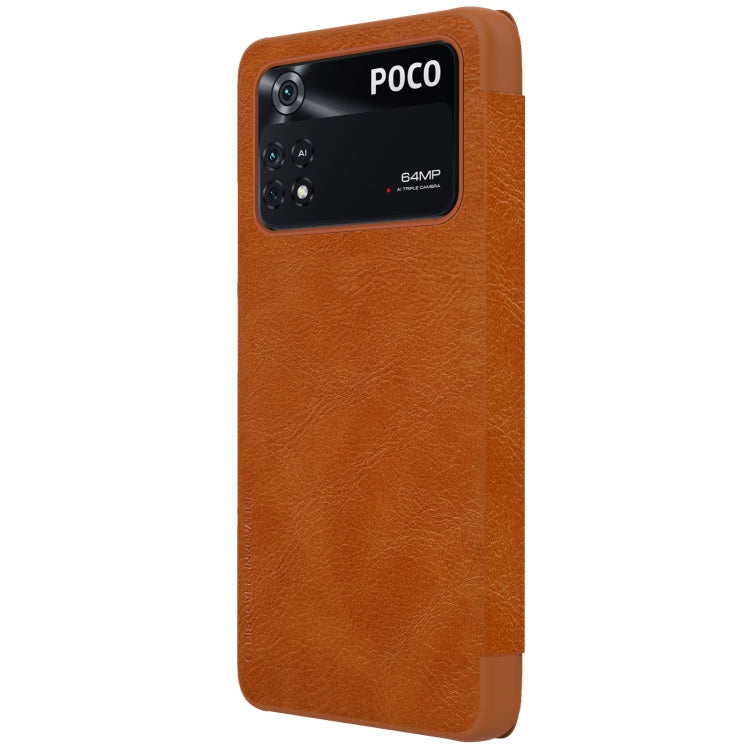 For Xiaomi Poco M4 Pro NILLKIN QIN Series Crazy Horse Texture Leather Phone Case(Brown) - Xiaomi Cases by NILLKIN | Online Shopping South Africa | PMC Jewellery