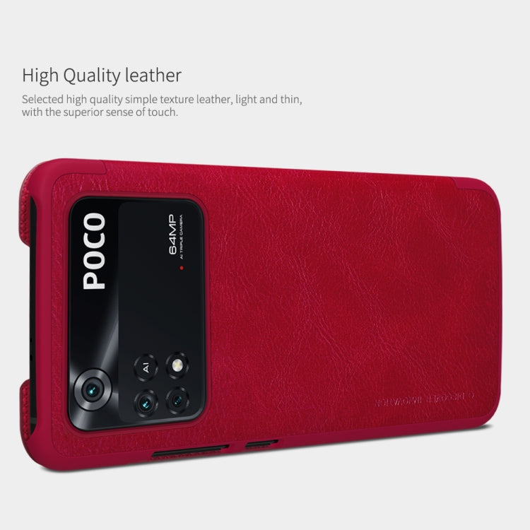 For Xiaomi Poco M4 Pro NILLKIN QIN Series Crazy Horse Texture Leather Phone Case(Brown) - Xiaomi Cases by NILLKIN | Online Shopping South Africa | PMC TechLife | Buy Now Pay Later Mobicred
