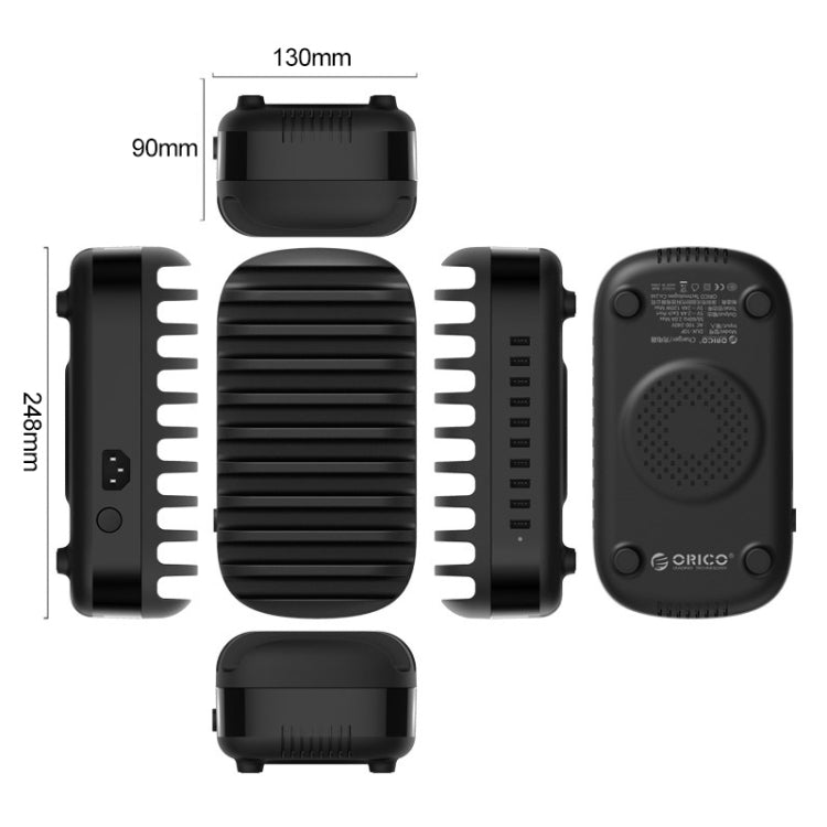 ORICO DUK-10P-DX 120W 5V 2.4A 10 Ports USB Charging Station, AU Plug(Black) - free shipping - PMC TechLife - Order now!