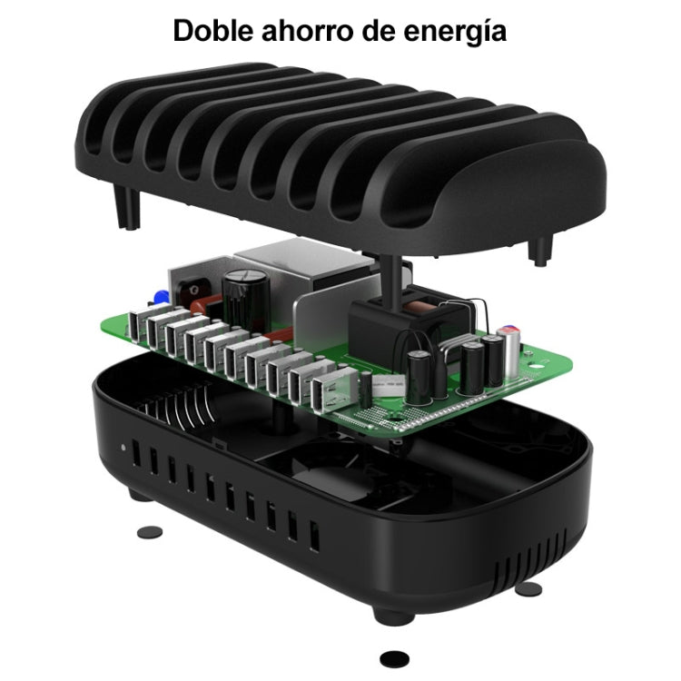 ORICO DUK-10P-DX 120W 5V 2.4A 10 Ports USB Charging Station, EU Plug(Black) - Multifunction Charger by ORICO | Online Shopping South Africa | PMC Jewellery