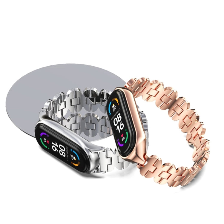For Xiaomi Mi Band 5 / 6 MIJOBS Bone Chain Double Hole Metal Watch Band(Rose Gold) - Watch Bands by MIJOBS | Online Shopping South Africa | PMC TechLife | Buy Now Pay Later Mobicred