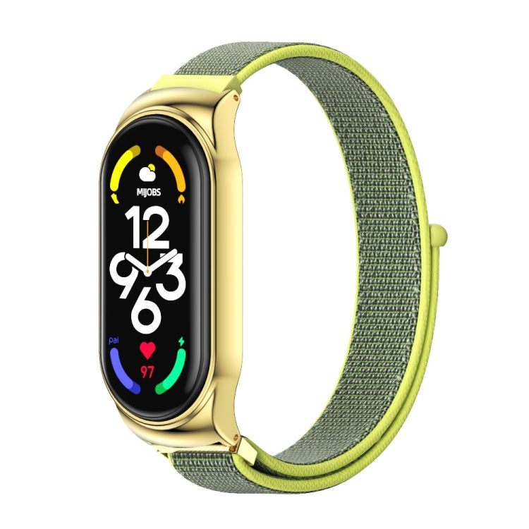 For Xiaomi Mi Band 7 / 7 NFC MIJOBS CS Stainless Steel Case Nylon Watch Band(Yellow) - Watch Bands by MIJOBS | Online Shopping South Africa | PMC TechLife | Buy Now Pay Later Mobicred