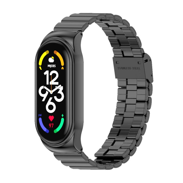 For Xiaomi Mi Band 7 / 7 NFC MIJOBS CS Bamboo Buckle Stainless Steel Watch Band(Black) - Watch Bands by MIJOBS | Online Shopping South Africa | PMC TechLife | Buy Now Pay Later Mobicred