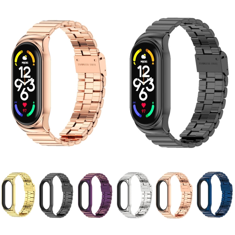 For Xiaomi Mi Band 7 / 7 NFC MIJOBS CS Bamboo Buckle Stainless Steel Watch Band(Black) - Watch Bands by MIJOBS | Online Shopping South Africa | PMC TechLife | Buy Now Pay Later Mobicred