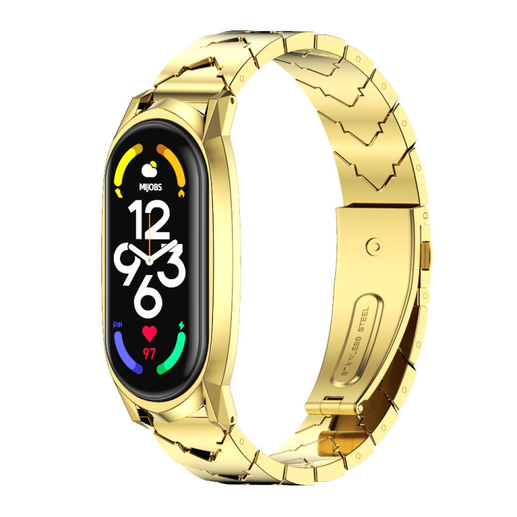 For Xiaomi Mi Band 7 / 7 NFC MIJOBS GT Metal Stainless Steel V-shaped Watch Band(Gold) - free shipping - PMC TechLife - Order now!