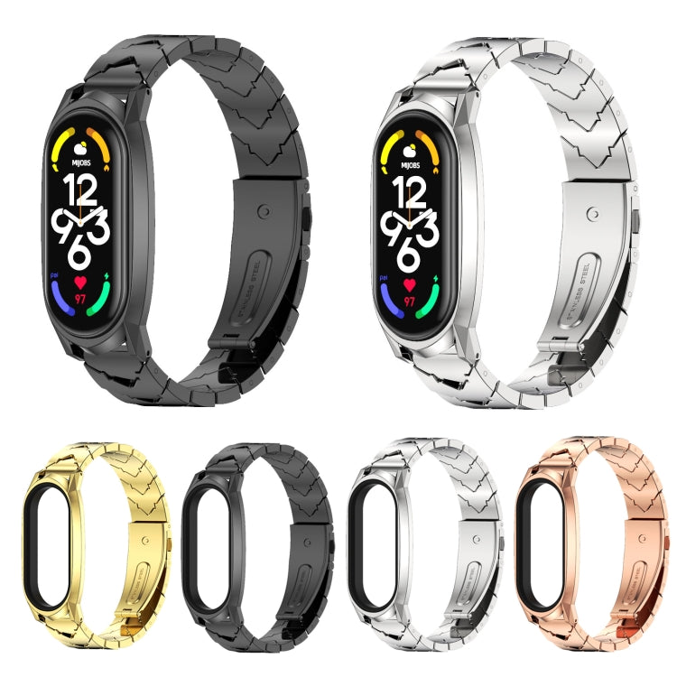 For Xiaomi Mi Band 7 / 7 NFC MIJOBS GT Metal Stainless Steel V-shaped Watch Band(Silver) - Watch Bands by MIJOBS | Online Shopping South Africa | PMC TechLife | Buy Now Pay Later Mobicred