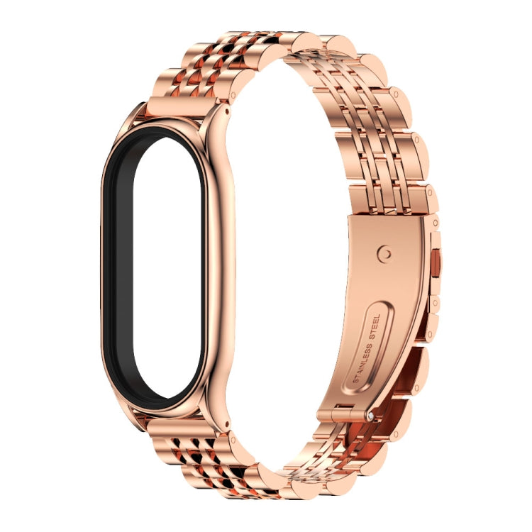For Xiaomi Mi Band 7 / 7 NFC MIJOBS Plus Seven-bead Metal Stainless Steel Watch Band(Rose Gold) - Watch Bands by MIJOBS | Online Shopping South Africa | PMC TechLife | Buy Now Pay Later Mobicred