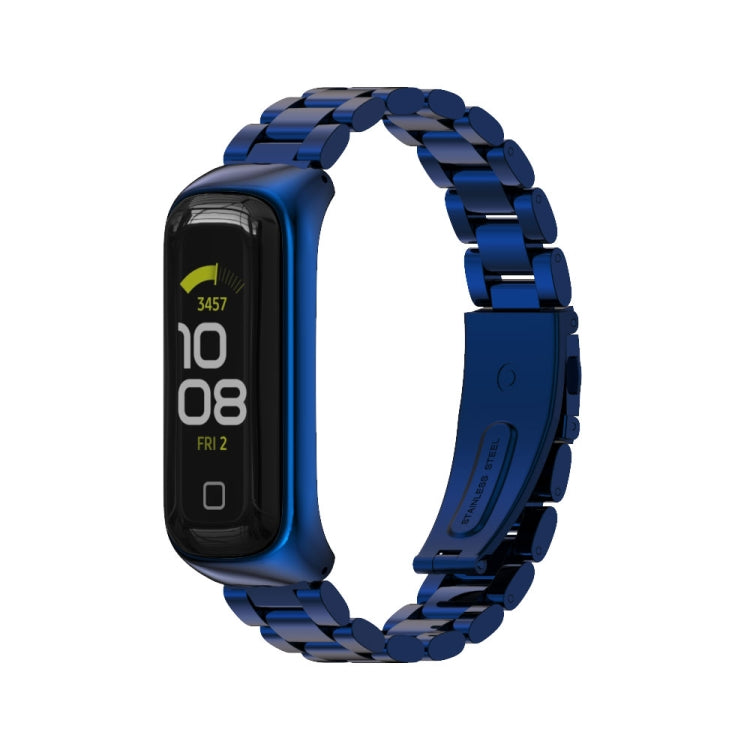 For Samsung Galaxy Fit 2 MIJOBS Three-bead Metal Stainless Steel Watch Band(Blue) - Watch Bands by MIJOBS | Online Shopping South Africa | PMC TechLife | Buy Now Pay Later Mobicred