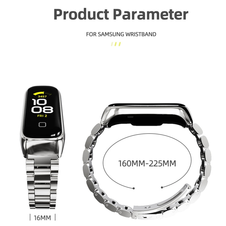 For Samsung Galaxy Fit 2 MIJOBS Three-bead Metal Stainless Steel Watch Band(Blue) - Watch Bands by MIJOBS | Online Shopping South Africa | PMC TechLife | Buy Now Pay Later Mobicred
