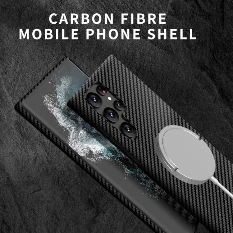 For Samsung Galaxy S22 Ultra 5G Carbon Fiber Texture MagSafe Magnetic Phone Case(Black Red) - free shipping - PMC TechLife - Order now!