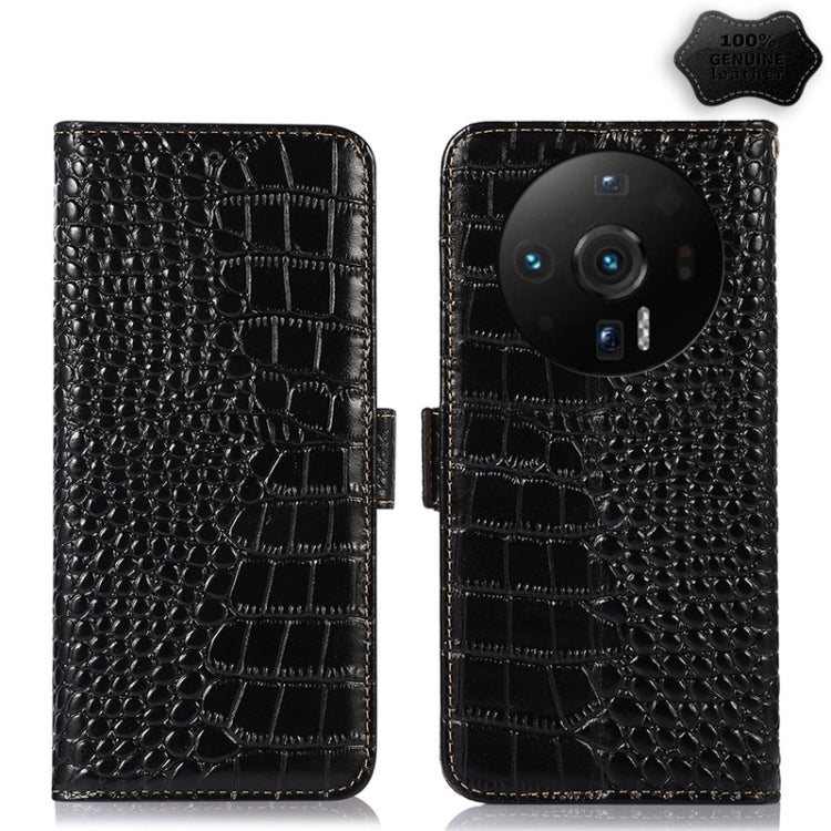 For Xiaomi 12S Ultra Crocodile Top Layer Cowhide Leather Phone Case(Black) - Xiaomi Cases by PMC Jewellery | Online Shopping South Africa | PMC Jewellery