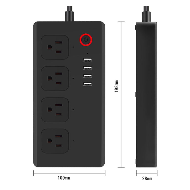 WiFi 10A SM-SO301-U 2500W 4 Holes + 4 USB Smart Power Strip, US Plug(Black) - Smart Socket by PMC Jewellery | Online Shopping South Africa | PMC Jewellery