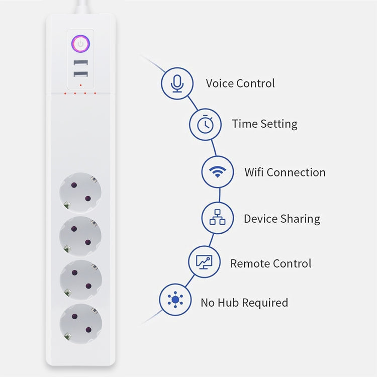 ZigBee 10A SM-SO306-E 4 Holes + 2 USB Multi-purpose Smart Power Strip, EU Plug - Smart Socket by PMC Jewellery | Online Shopping South Africa | PMC Jewellery