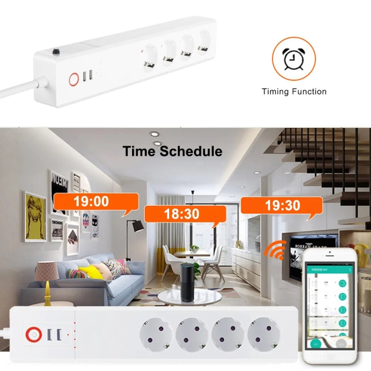 ZigBee 10A SM-SO306-E 4 Holes + 2 USB Multi-purpose Smart Power Strip, EU Plug - Smart Socket by PMC Jewellery | Online Shopping South Africa | PMC Jewellery