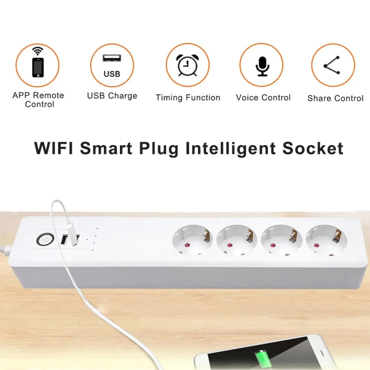 ZigBee 10A SM-SO306-E 4 Holes + 2 USB Multi-purpose Smart Power Strip, EU Plug - Smart Socket by PMC Jewellery | Online Shopping South Africa | PMC Jewellery