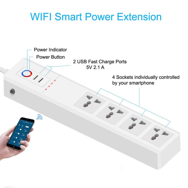 WiFi 10A SM-SO306-M 4 Holes + 2 USB Multi-purpose Smart Power Strip(US Plug) - Smart Socket by PMC TechLife | Online Shopping South Africa | PMC TechLife