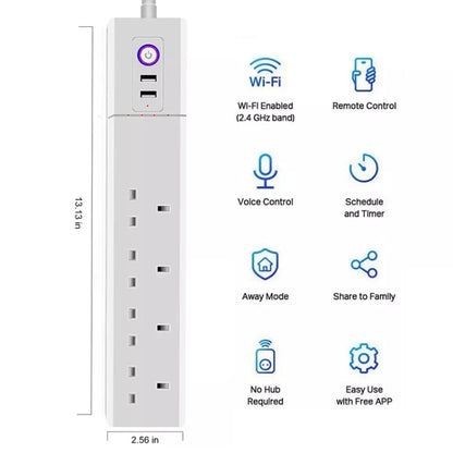 WiFi 10A SM-SO306-K 4 Holes + 2 USB Multi-purpose Smart Power Strip, UK Plug - Smart Socket by PMC Jewellery | Online Shopping South Africa | PMC Jewellery