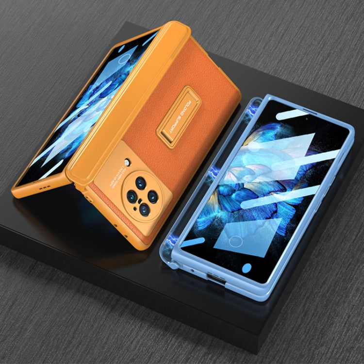 For vivo X Fold GKK Magnetic Hinge Flip Leather Phone Case with Holder(Grey) - vivo Cases by GKK | Online Shopping South Africa | PMC TechLife | Buy Now Pay Later Mobicred