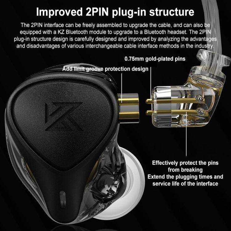 KZ-ZEX PRO 1.2m Electrostatic Coil Iron Hybrid In-Ear Headphones, Style:With Microphone(Pearl Chrome) - In Ear Wired Earphone by KZ | Online Shopping South Africa | PMC Jewellery