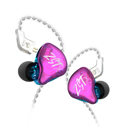 KZ-ZST X 1.25m Ring Iron Hybrid Driver In-Ear Noise Cancelling Earphone, Style:Without Microphone(Colorful) - In Ear Wired Earphone by KZ | Online Shopping South Africa | PMC Jewellery