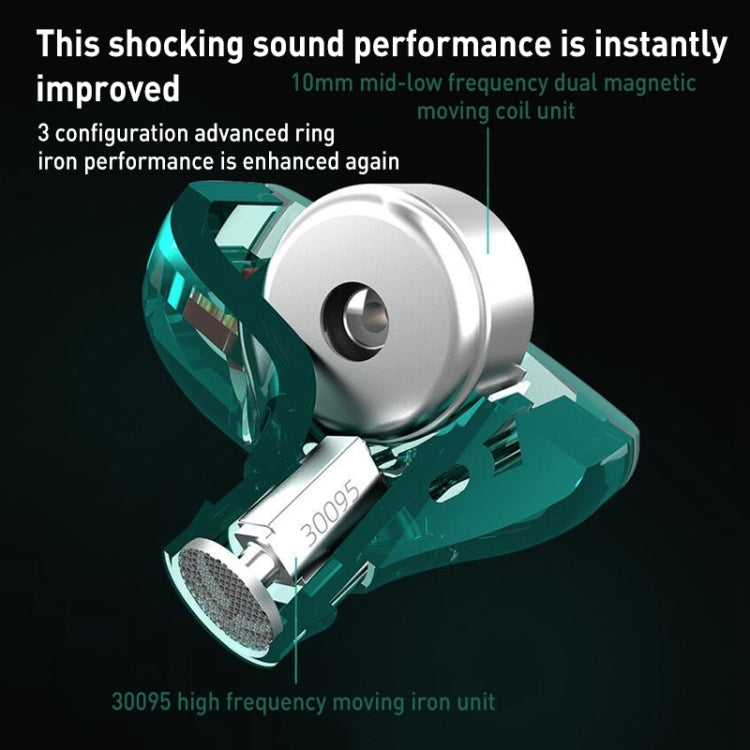 KZ-ZST X 1.25m Ring Iron Hybrid Driver In-Ear Noise Cancelling Earphone, Style:Without Microphone(Hyun Cyan) - free shipping - PMC TechLife - Order now!