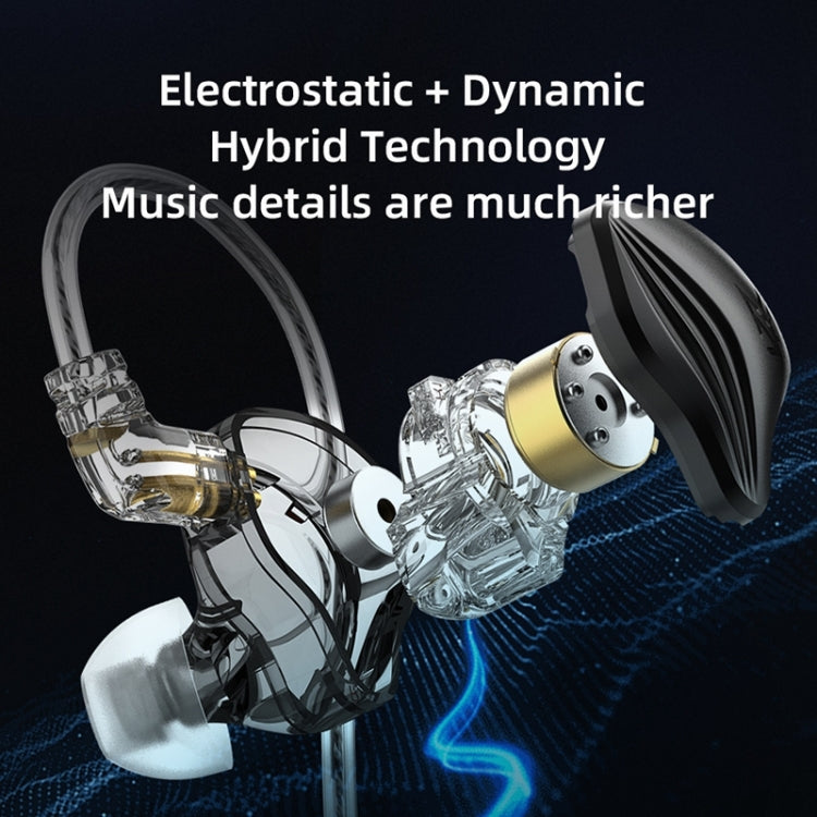 KZ-ZEX 1.2m Electrostatic Dynamic In-Ear Sports Music Headphones, Style:With Microphone(Gun Grey) - In Ear Wired Earphone by KZ | Online Shopping South Africa | PMC TechLife | Buy Now Pay Later Mobicred