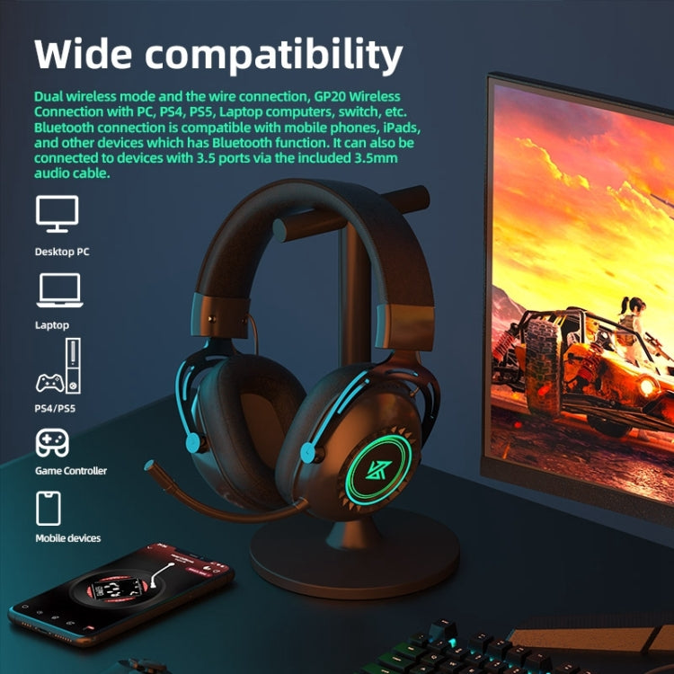 KZ-GP20 Bluetooth/2.4G Dual Mode Gaming RGB Lighting Headphones(Black) - Headset & Headphone by KZ | Online Shopping South Africa | PMC Jewellery