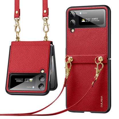 For Samsung Galaxy Z Flip3 5G SULADA Litchi Texture Leather + TPU Phone Case with Strap(Red) - Galaxy Phone Cases by SULADA | Online Shopping South Africa | PMC Jewellery