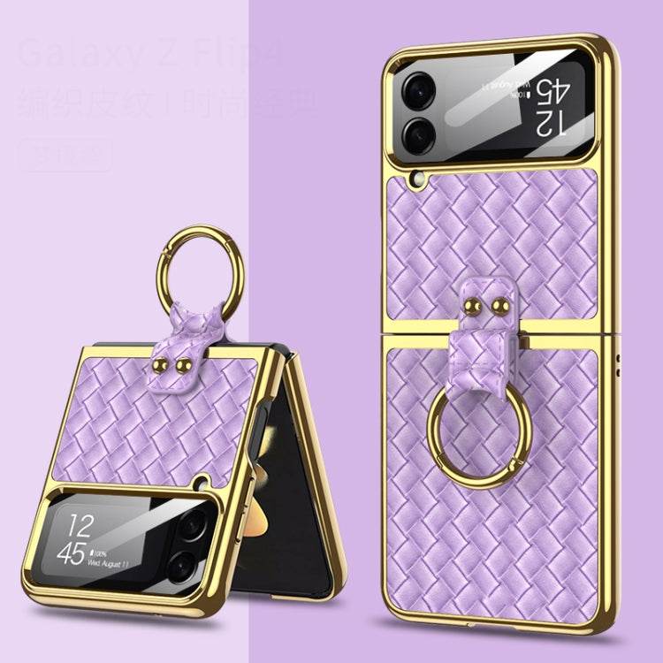 For Samsung Galaxy Z Flip4 GKK Weave Texture Electroplating Protective Phone Case(Purple) - free shipping - PMC TechLife - Order now!