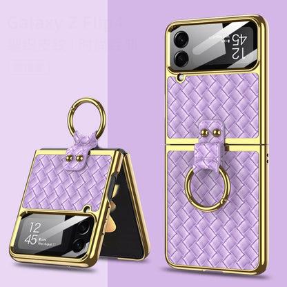 For Samsung Galaxy Z Flip4 GKK Weave Texture Electroplating Protective Phone Case(Purple) - Galaxy Z Flip4 5G Cases by GKK | Online Shopping South Africa | PMC Jewellery