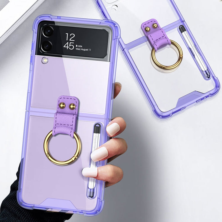 For Samsung Galaxy Z Flip4 GKK Airbag Protective Phone Case with Ring & Pen(Purple) - Galaxy Z Flip4 5G Cases by GKK | Online Shopping South Africa | PMC Jewellery