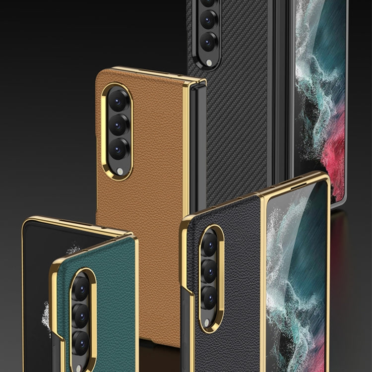 For Samsung Galaxy Z Fold4 GKK Electroplating Leather Surface Phone Case(Gold Black) - Galaxy Z Fold4 5G Cases by GKK | Online Shopping South Africa | PMC Jewellery