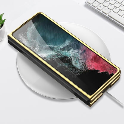 For Samsung Galaxy Z Fold4 GKK Electroplating Leather Surface Phone Case(Gold Coffee) - Galaxy Z Fold4 5G Cases by GKK | Online Shopping South Africa | PMC Jewellery