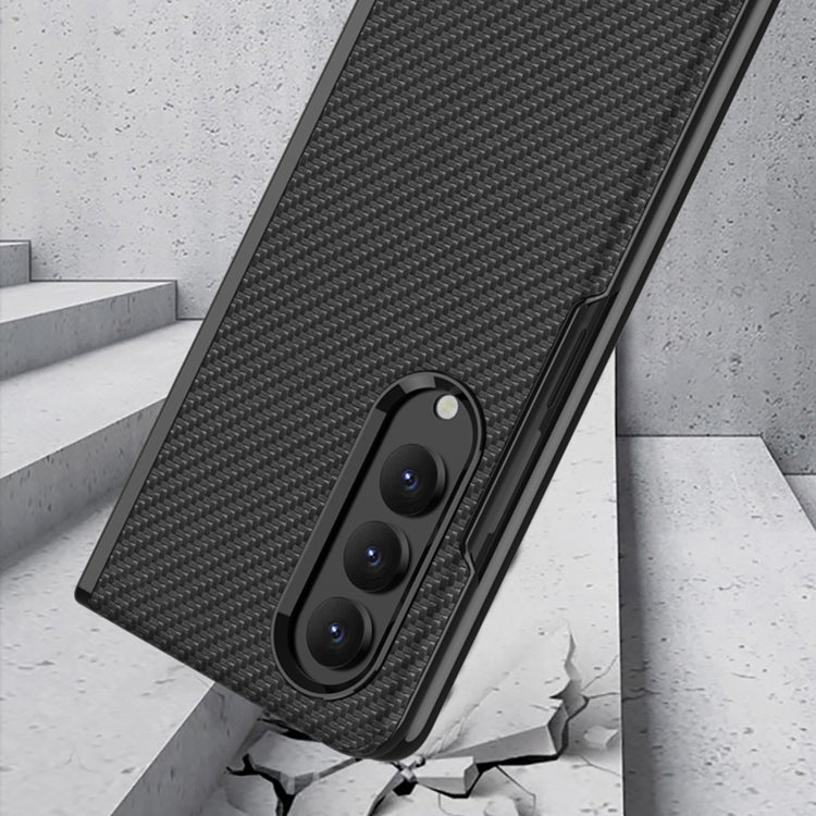 For Samsung Galaxy Z Fold4 GKK Electroplating Leather Surface Phone Case(Carbon Fiber) - Galaxy Z Fold4 5G Cases by GKK | Online Shopping South Africa | PMC Jewellery