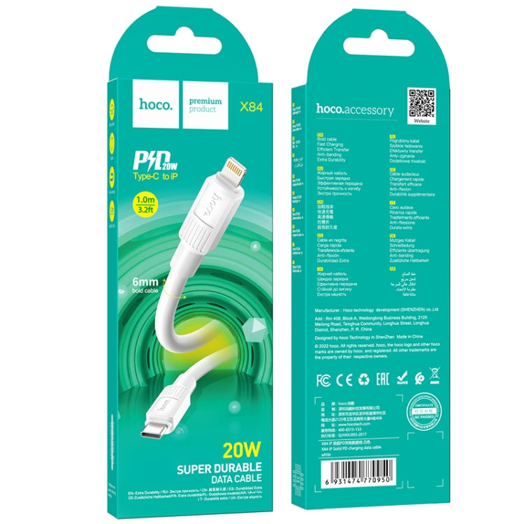 hoco X84 20W USB-C / Type-C to 8 Pin Solid PD Charging Data Cable���Length���1m(White) - Normal Style Cable by hoco | Online Shopping South Africa | PMC TechLife | Buy Now Pay Later Mobicred