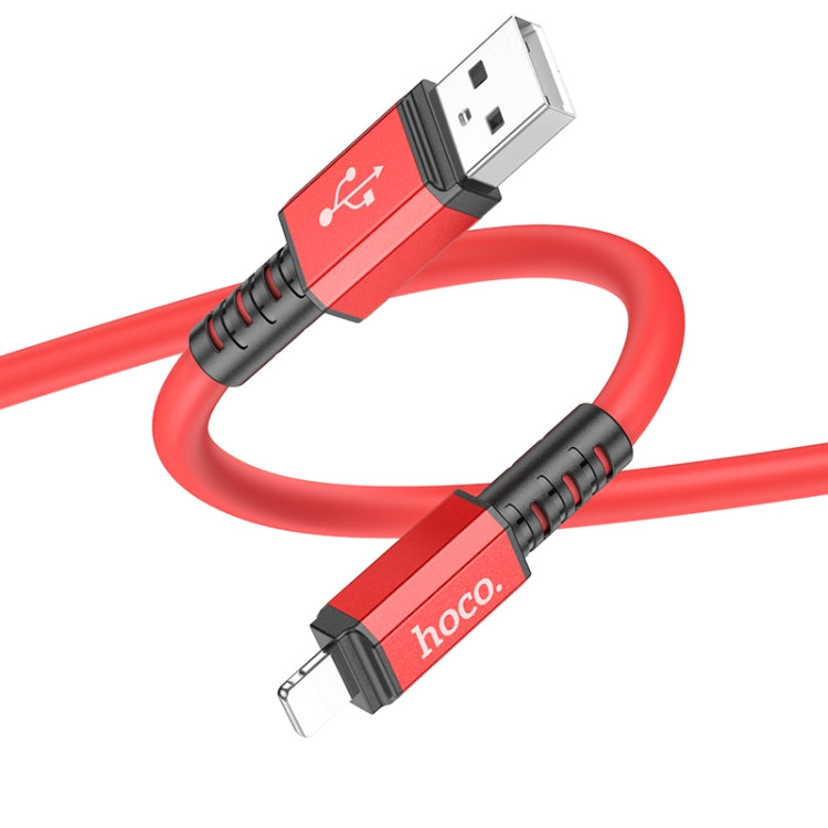 hoco X85 2.4A USB to 8 Pin Strength Charging Data Cable，Length：1m(Red) - Normal Style Cable by hoco | Online Shopping South Africa | PMC Jewellery