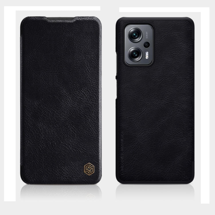 For Xiaomi Redmi Note 11T Pro/11T Pro+ 5G/Poco X4 GT 5G NILLKIN QIN Series Crazy Horse Texture Leather Phone Case(Black) - Xiaomi Cases by NILLKIN | Online Shopping South Africa | PMC Jewellery