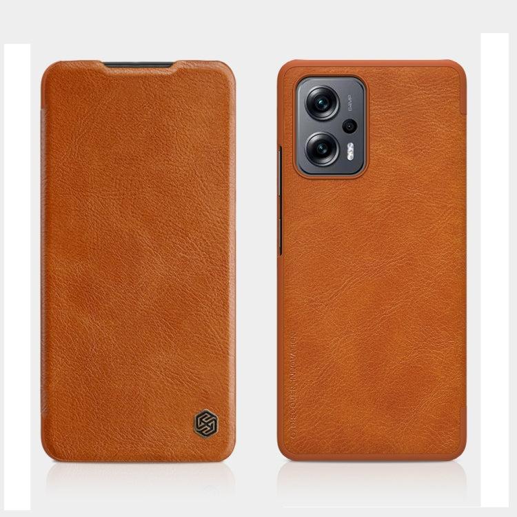 For Xiaomi Redmi Note 11T Pro/11T Pro+ 5G/Poco X4 GT 5G NILLKIN QIN Series Crazy Horse Texture Leather Phone Case(Brown) - Xiaomi Cases by NILLKIN | Online Shopping South Africa | PMC TechLife | Buy Now Pay Later Mobicred