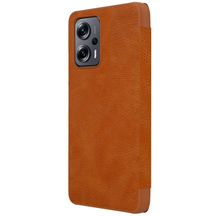 For Xiaomi Redmi Note 11T Pro/11T Pro+ 5G/Poco X4 GT 5G NILLKIN QIN Series Crazy Horse Texture Leather Phone Case(Brown) - Xiaomi Cases by NILLKIN | Online Shopping South Africa | PMC TechLife | Buy Now Pay Later Mobicred