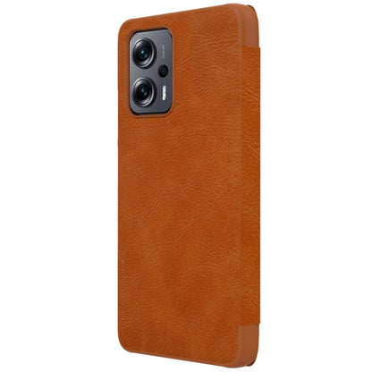 For Xiaomi Redmi Note 11T Pro/11T Pro+ 5G/Poco X4 GT 5G NILLKIN QIN Series Crazy Horse Texture Leather Phone Case(Brown) - Xiaomi Cases by NILLKIN | Online Shopping South Africa | PMC Jewellery