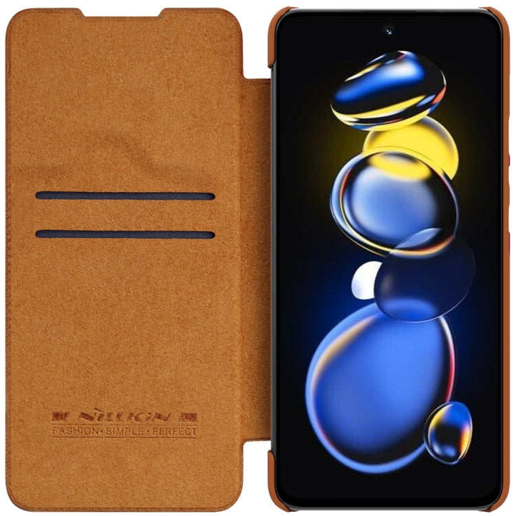 For Xiaomi Redmi Note 11T Pro/11T Pro+ 5G/Poco X4 GT 5G NILLKIN QIN Series Crazy Horse Texture Leather Phone Case(Brown) - Xiaomi Cases by NILLKIN | Online Shopping South Africa | PMC TechLife | Buy Now Pay Later Mobicred