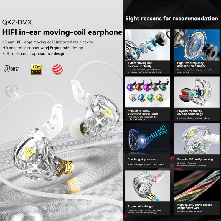 QKZ DMX Sports In-ear HIFI 3.5mm Wired Control Earphone with Mic(Colorful) - In Ear Wired Earphone by QKZ | Online Shopping South Africa | PMC TechLife | Buy Now Pay Later Mobicred