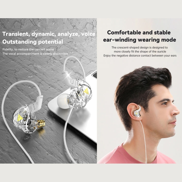QKZ DMX Sports In-ear HIFI 3.5mm Wired Control Earphone with Mic(Transparent Yellow) - In Ear Wired Earphone by QKZ | Online Shopping South Africa | PMC Jewellery