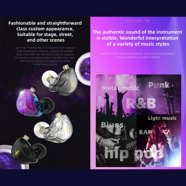 QKZ ZXT Sports In-ear Wired Control Plug HIFI Stereo Stage Monitor Earphone, Style:Standard Version(Transparent Grey) - free shipping - PMC TechLife - Order now!